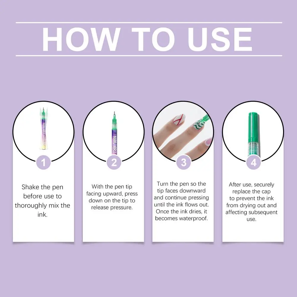 NUOVO 12 colori Nail Art Graffiti Pen Set Pennarello per unghie Disegno Penne per vernice acrilica Impermeabile Pittura per unghie Manicure Extra Fine 0.5mm