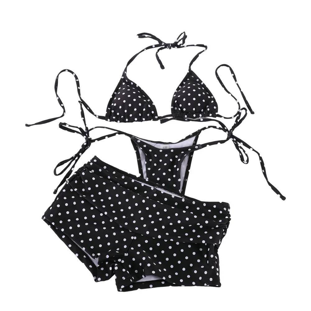 

Комплект из 3 предметов: модный летний купальник в горошек, элегантная пляжная одежда, женский купальник, повседневное пляжное бикини