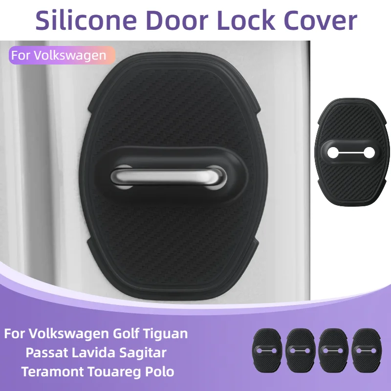 

Silicone Car Door Lock Covers For VW Golf Jetta Protective Buckle Stickers Anti-Rust Interior Parts 4Pcs Black Auto Accessories