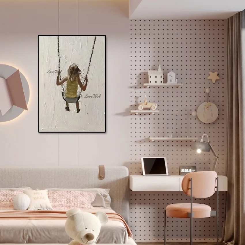 

Simple Style, Figure Art Hand Painted, No Framed, Canvas Picture, Baby Room Design Decoration Artwork, Modern Abstract Wall