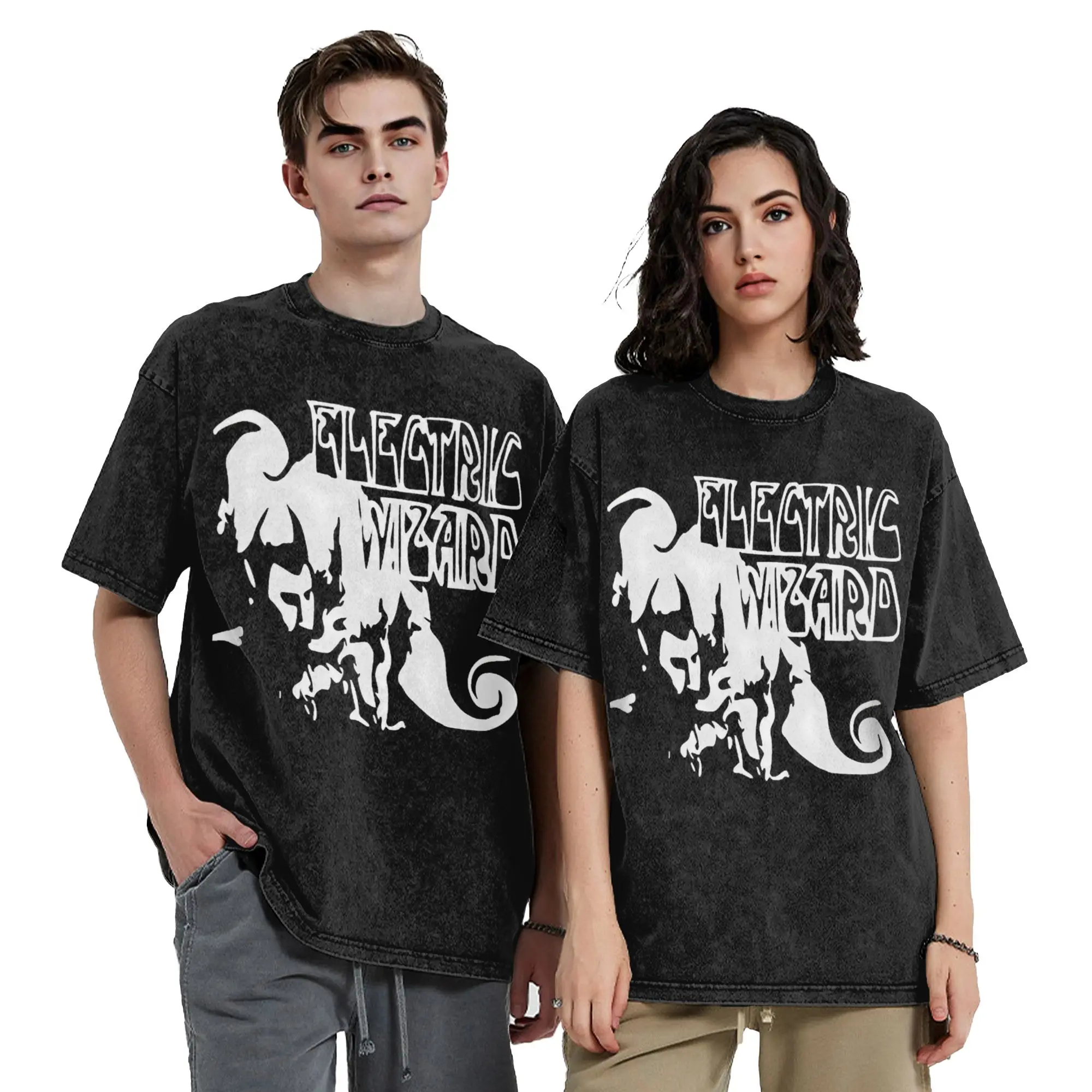 Electric Wizards Heavy Metal Washed T Shirt Streetwear Hip Hop Retro T-Shirt  Tees Tops Men Women Short Sleeve Harajuku Printed