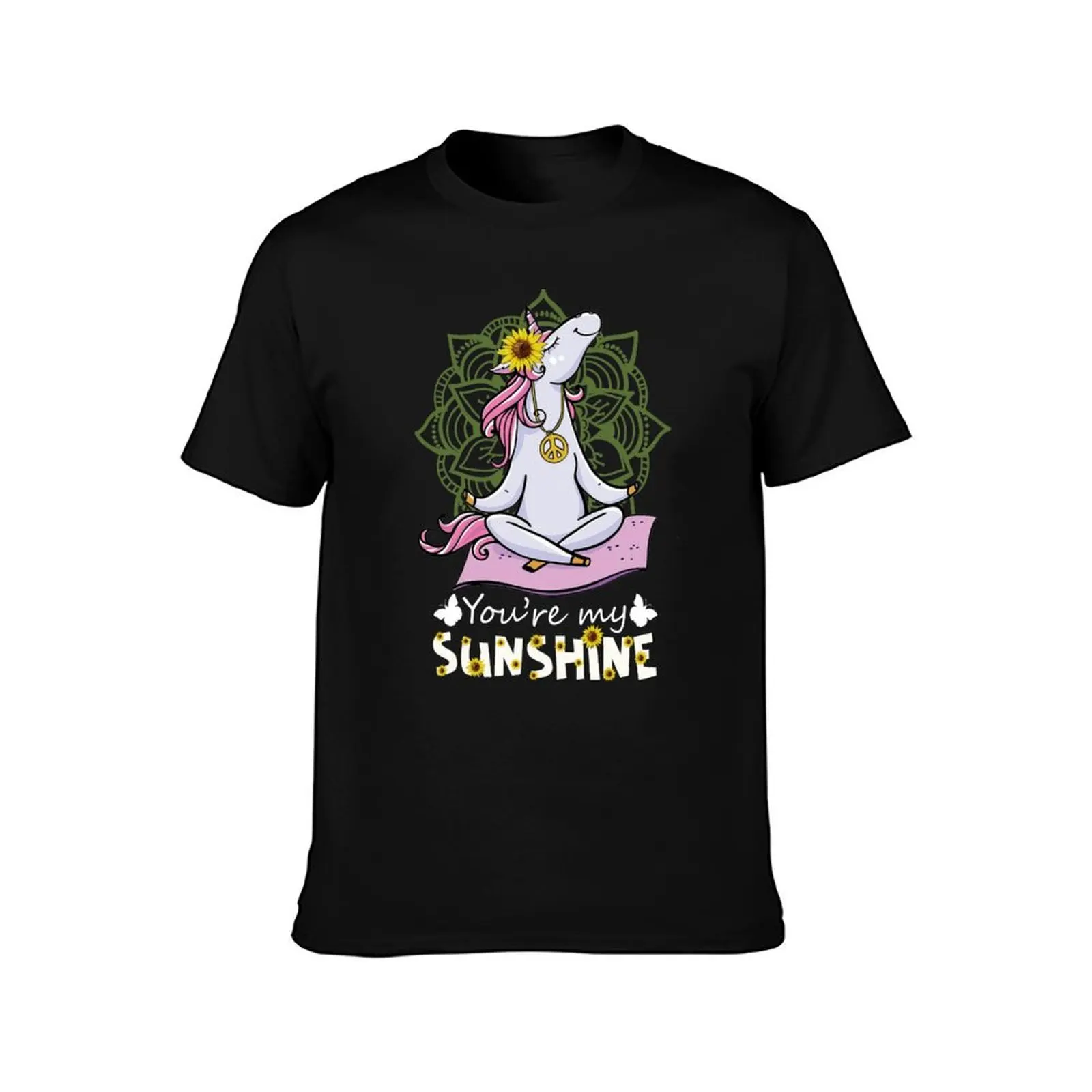Unicorn Namaste Yoga You Are My Sunshine T-Shirt Sports Basic Short Sleeve T-Shirt