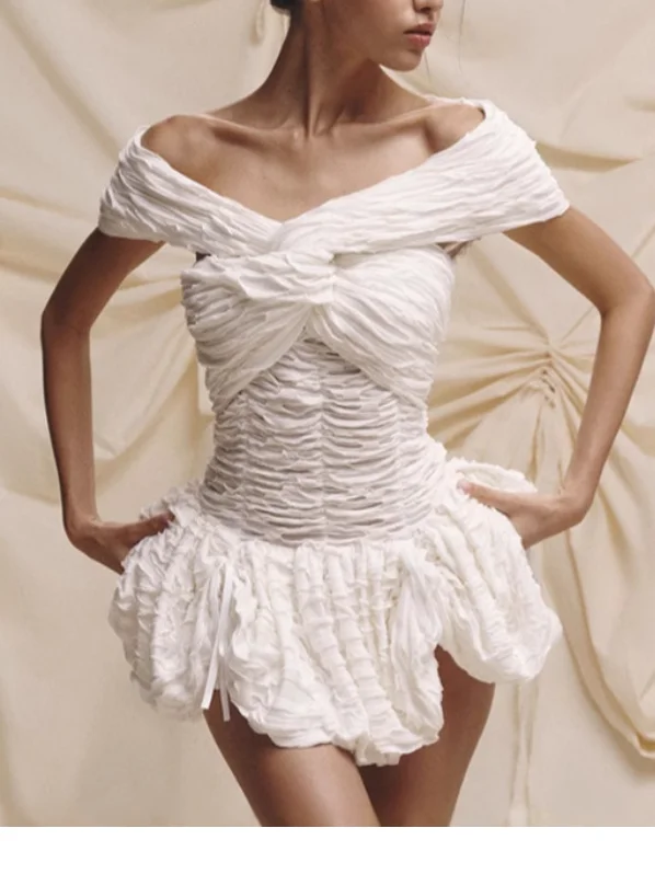 

2025 New Women's Pure Desire Sexy One Shoulder Backless Slim Fit Solid Color Dress for Women