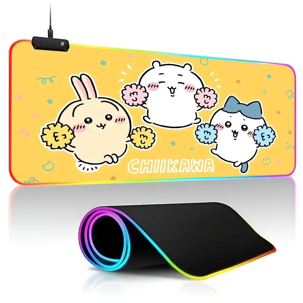 

Cute Cartoon C-Chiikawas Mouse Pad Gamer RGB Deskmat Keyboard Mat Gaming Laptops LED Mousepad Desk Protector Anime Mause Mats