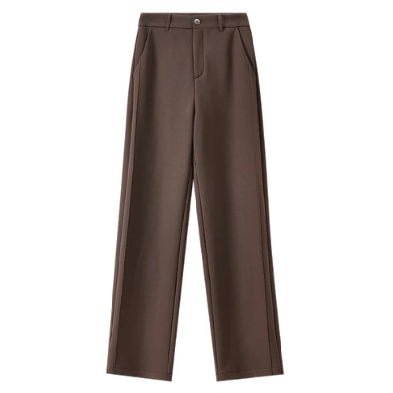 SENTUBILA Women's Coral Fleece Pants 2025 Winter Loose O-shape Segmentation Line Trousers Slim Casual Simple Bottoms 154KA2801