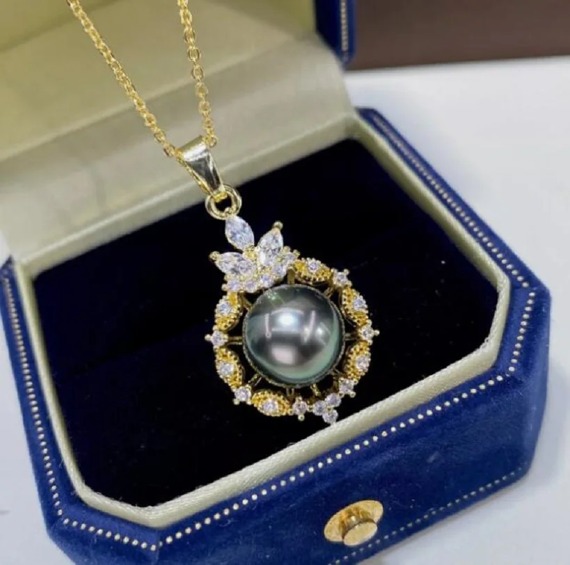 Gorgeous AAA++++ 9-10mm Tahiti Seawater Pearl Pendant in 18KP Gold Package 18IN