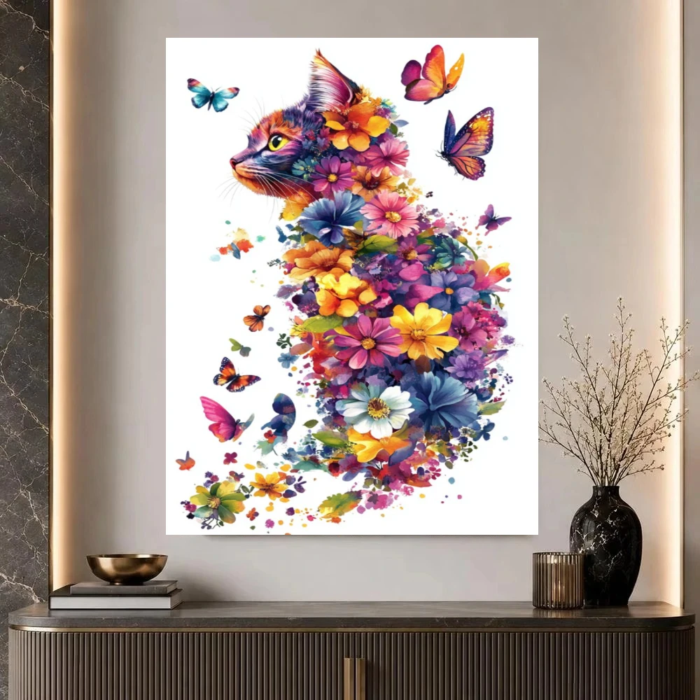 Jigsaw Puzzles Floral Cat Wall Decor 500/1000/1200/2000 PCS Modern Home Decor for Living Room Bedroom Gift