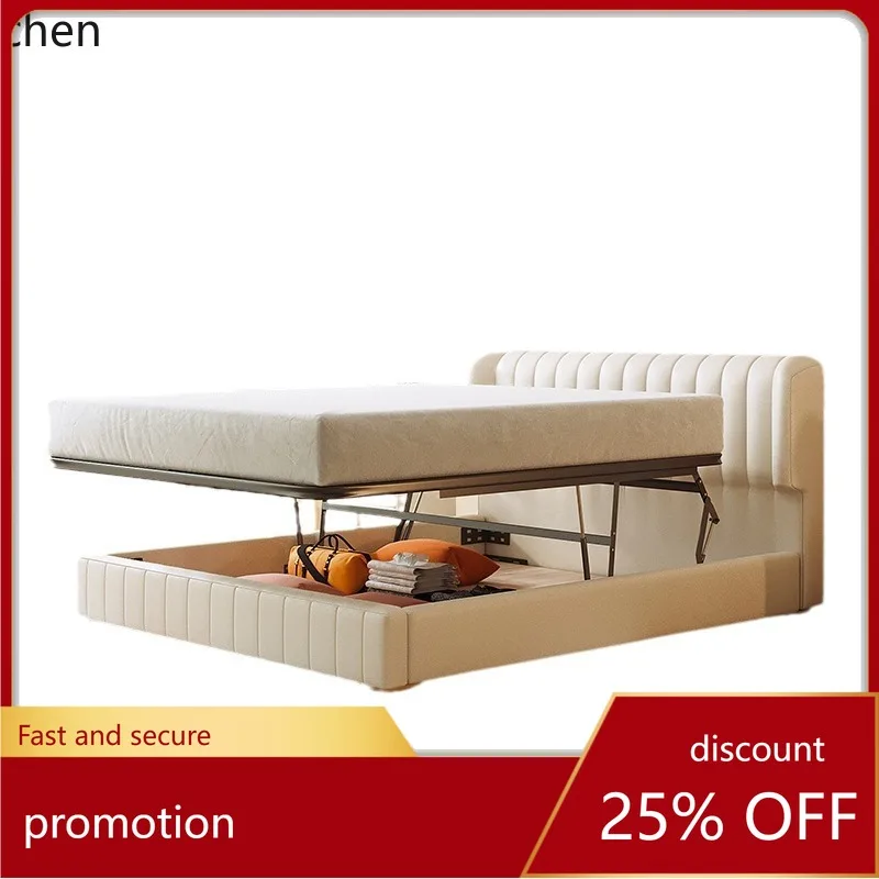 ZML Double Master Bedroom Wedding Bed Storage Multi-Functional Soft Pack Large Bed Leather Bed