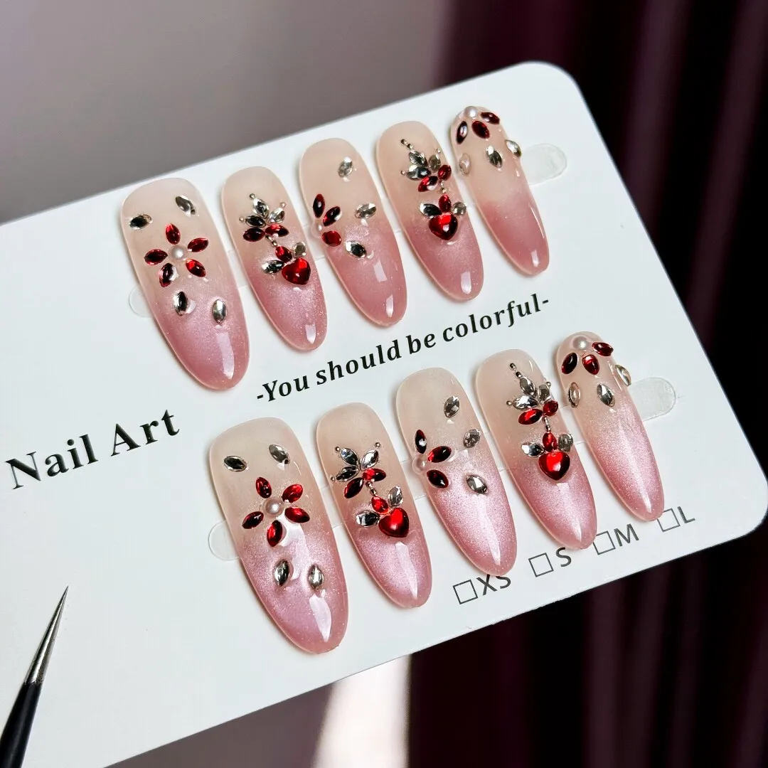 10-шт-высококачественных-роскошных-накладных-ногтей-в-девичьем-стиле-с-ручной-росписью-объемными-хрустальными-бусинами-ослепительным-градиентом-и-эффектом-кошачьего-глаза-розового-цвета