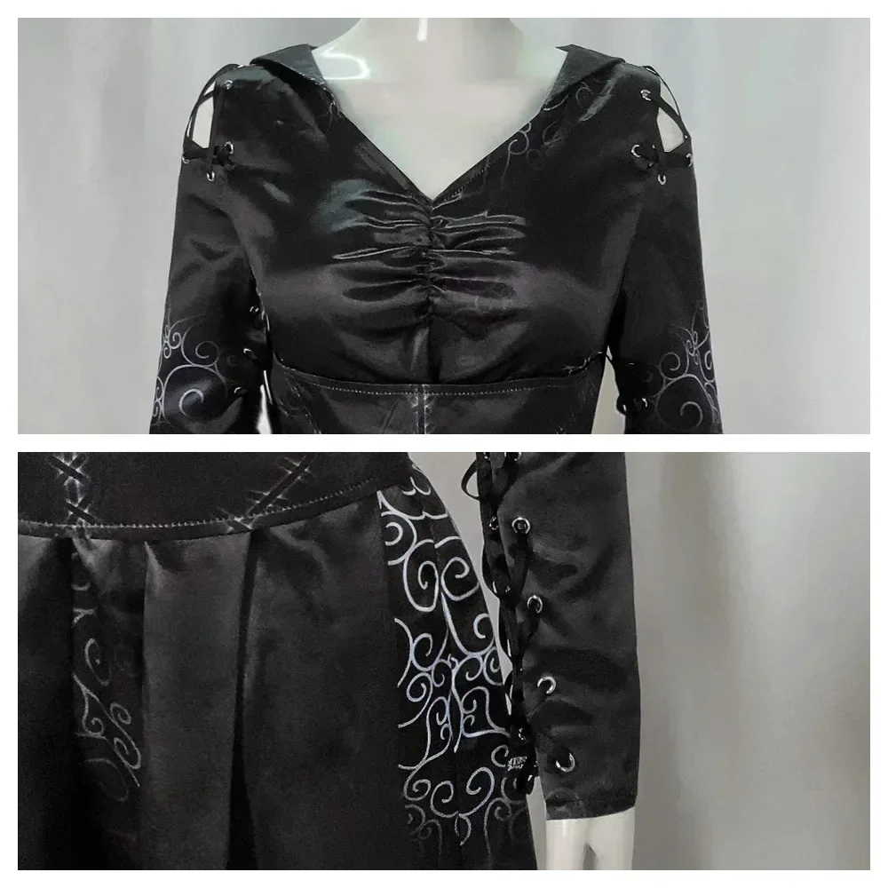 Bellatrix Cosplay Costume Adult Women Black Long Dress Suit Movie Halloween Outfit Uniform Party Disguise Roleplay Carnival