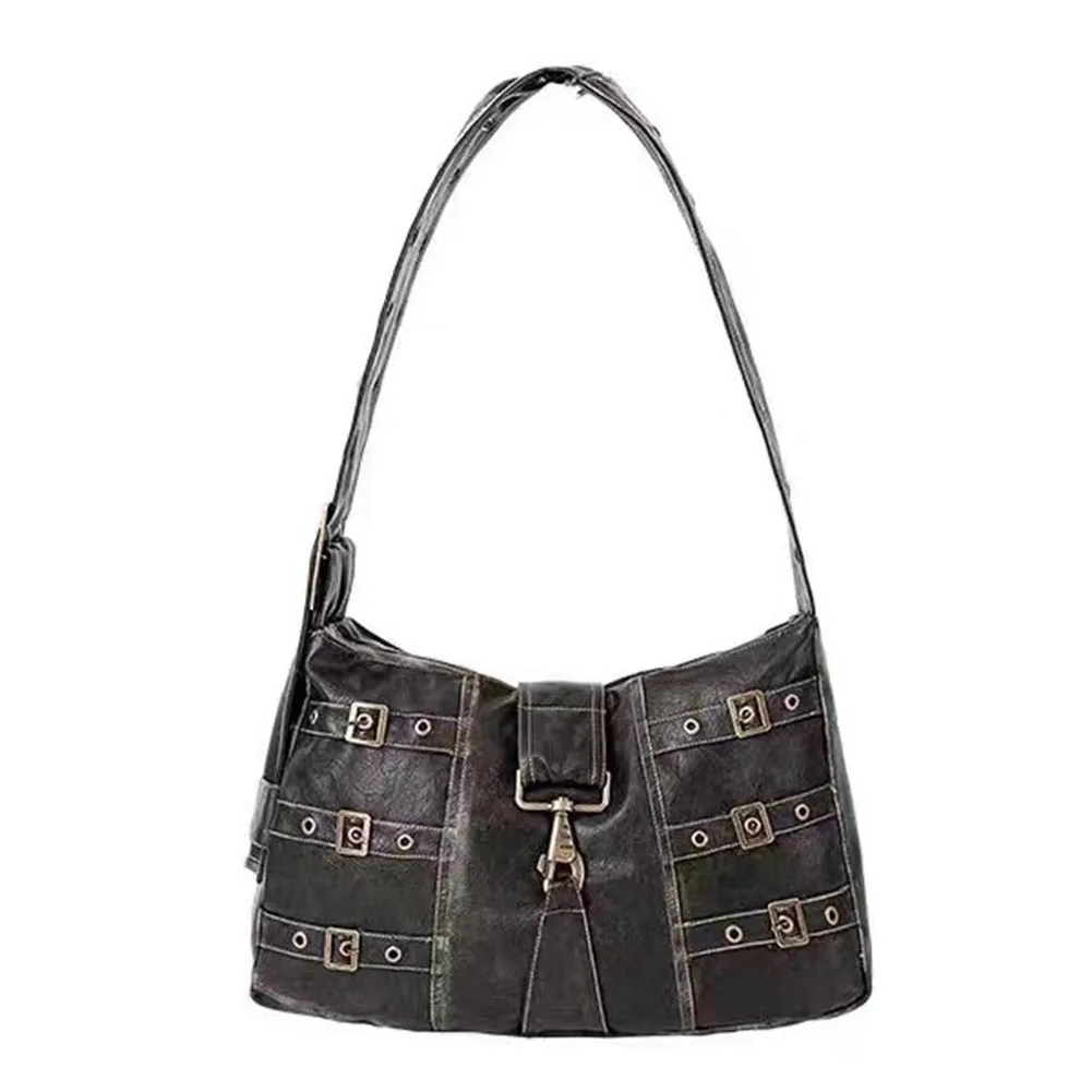 Damska gotycka tornister w stylu Vintage lokomotywa Y2K torba na ramię wszechstronna damska torba Crossbody moda Punk torba pod pachami