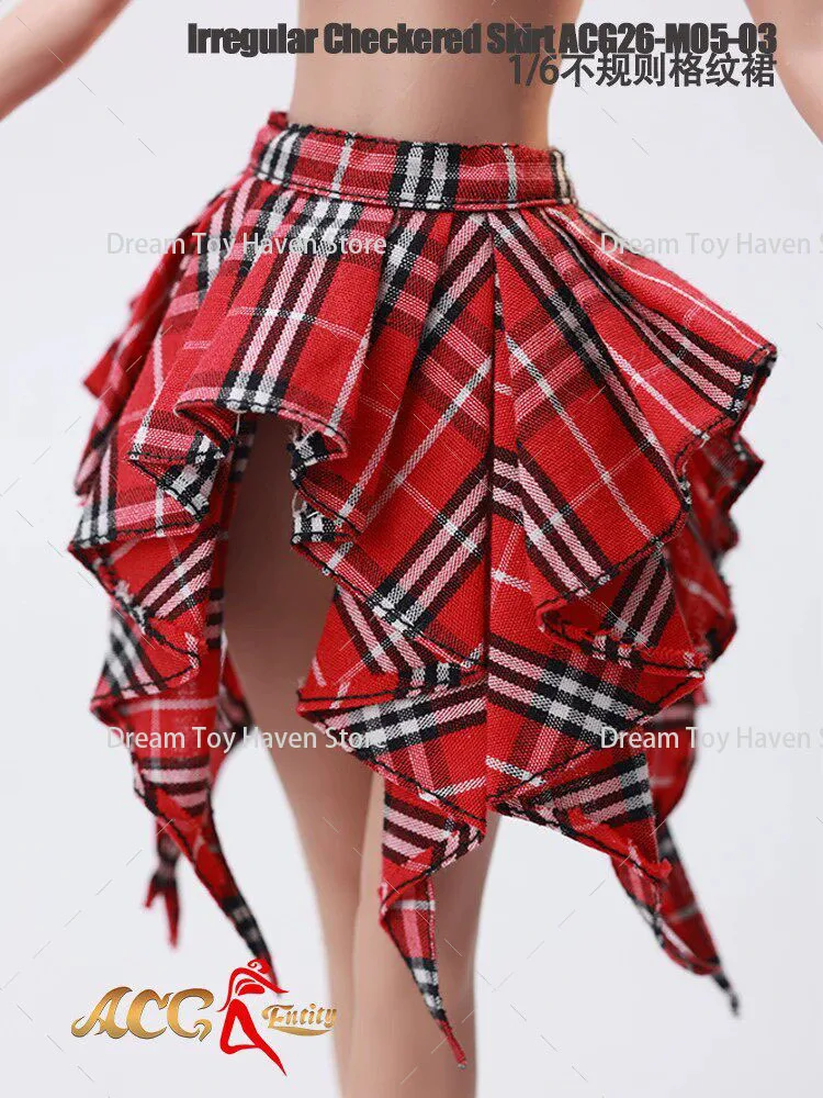 3 pcs/set 1/6 Medieval Style Irregular Checkered Skirt Lace Dress Bustier Clothes Model for 12