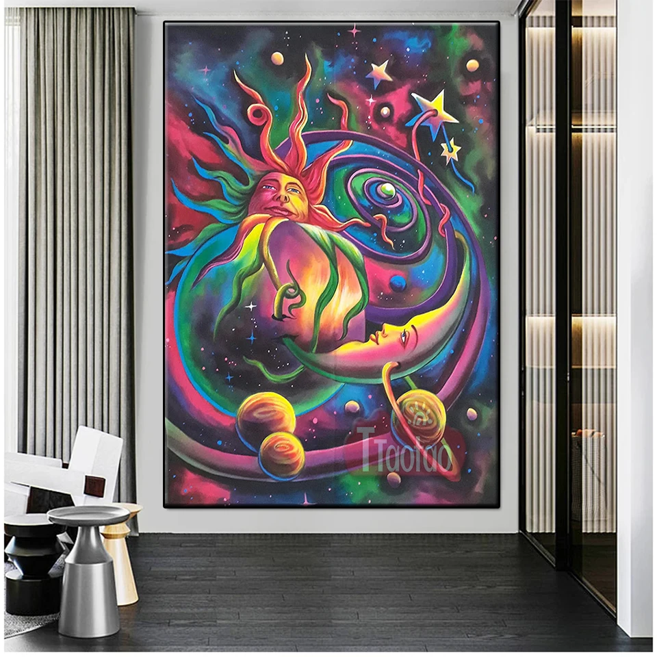 5D Mosaic Diamond Painting Abstract Art Poster Cartoon Sun Planet Cross Stitch DIY Full Drill Embroidery 3D Wallpaper Home Decor