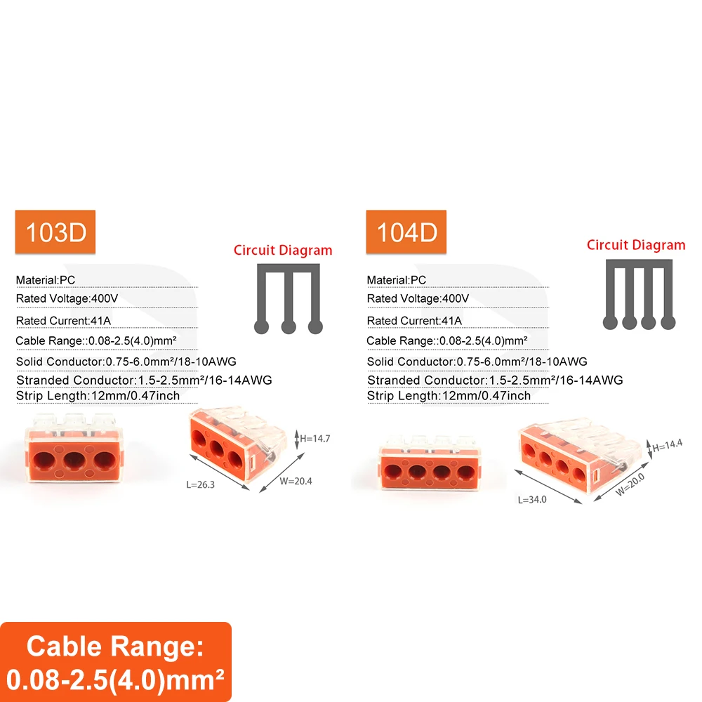 25/50/100 Pcs Lever Wire Quick Connectors Clamp Electrical Cable Home Assortment Fast Parallel Terminals Hard wire insertion