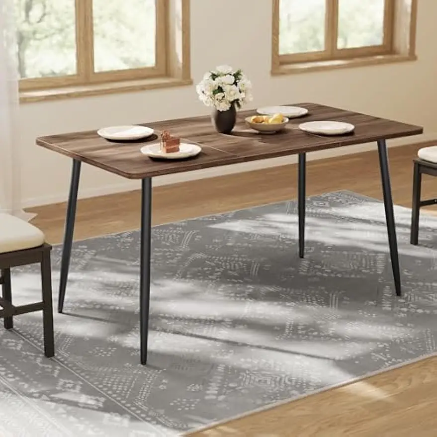 

Dining Table, Kitchen Table, for Dining Room, Seats 4-6 People, Modern Farmhouse, Heat-Resistant Surface, Quick Assembly