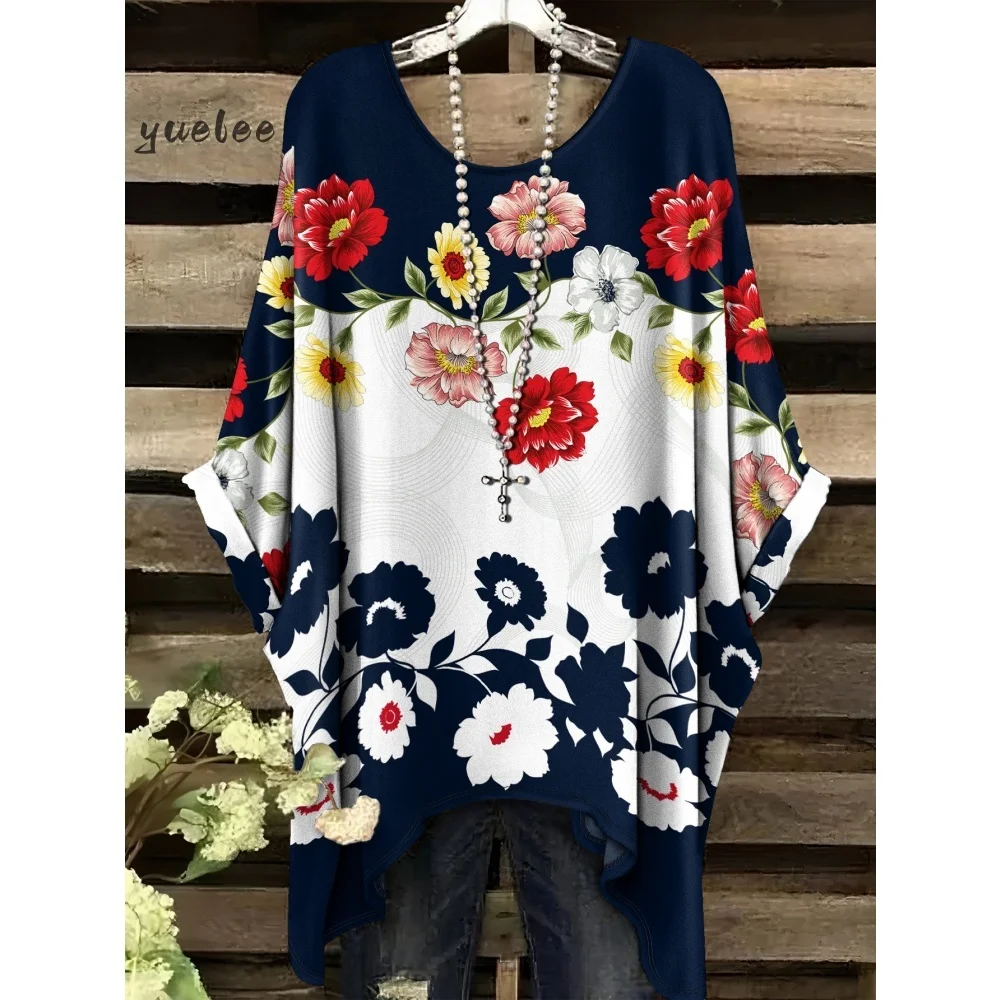 

Fashion Women's Casual Short Sleeve T-Shirt O-Neck Butterfly Dandelion Seed Print Relaxed Fit Durable Comfort Tops Woman Clothes