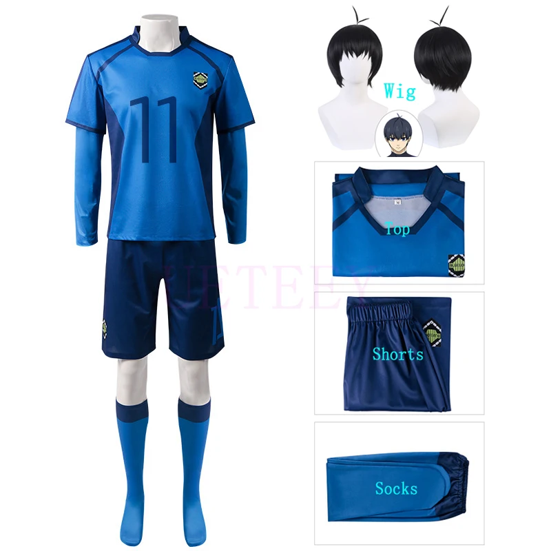 Аниме Blue Lock Isagi Yoichi Aryu Soma Rin Itoshi Косплей Костюм для мальчиков и мужчин Футбольный спортивный костюм Комплект Топ Шорты Футбольная тренировочная одежда