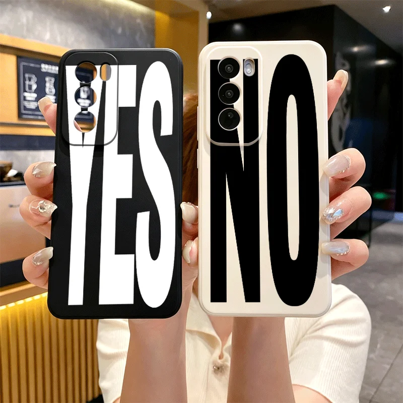 Art White Letters Black Soft Phone Case for Samsung Galaxy A57 A55 A54 A53 A52 A73 A16 A36 A14 A56 5G NO and YES Creative Cover