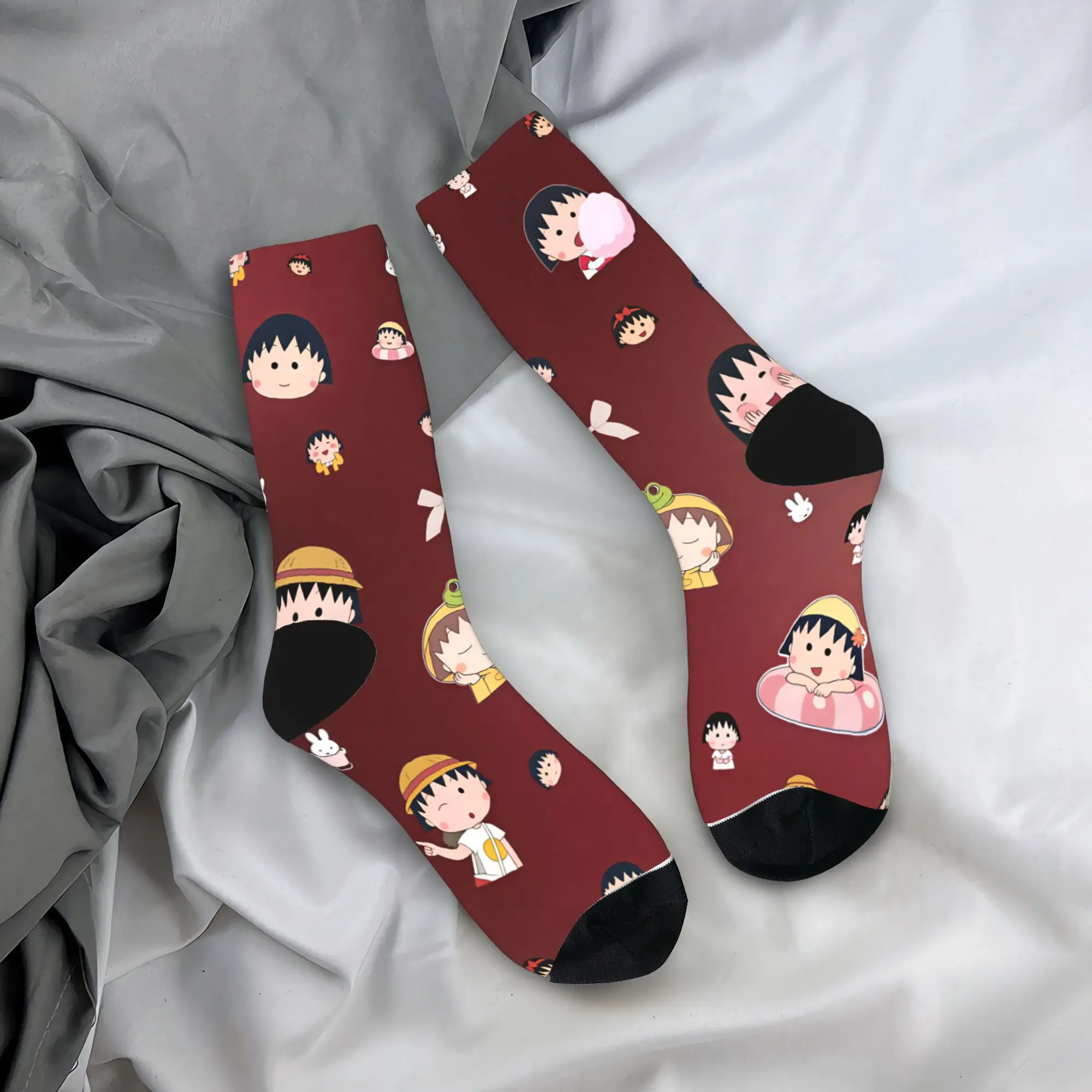 Chibi Maruko Chan Stockings  Trendy Socks Men's Warm Soft Socks Autumn Skateboard Graphic Anti Sweat Socks Birthday Present