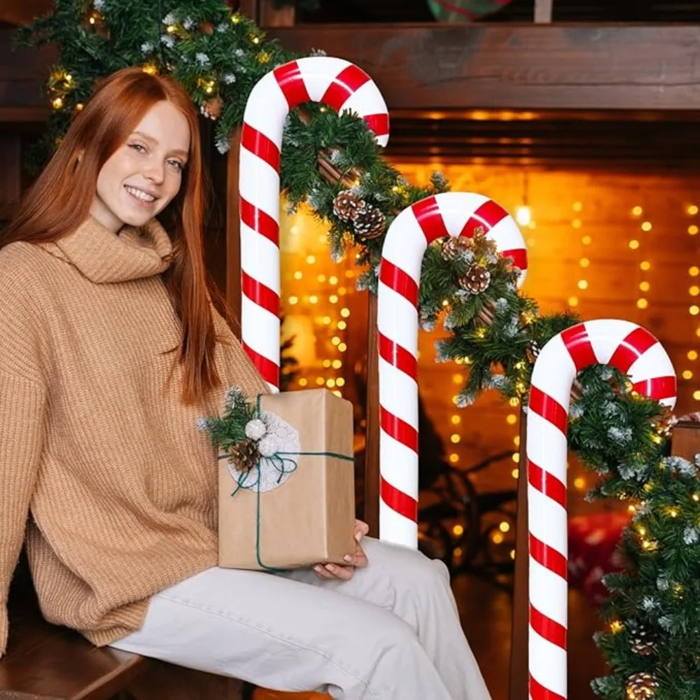 1-40 قطعة عيد الميلاد نفخ الحلوى قصب عيد الميلاد الزخرفية التضخم العكازات شريط نمط قابلة لإعادة الاستخدام عصي للمشي اللعب #4