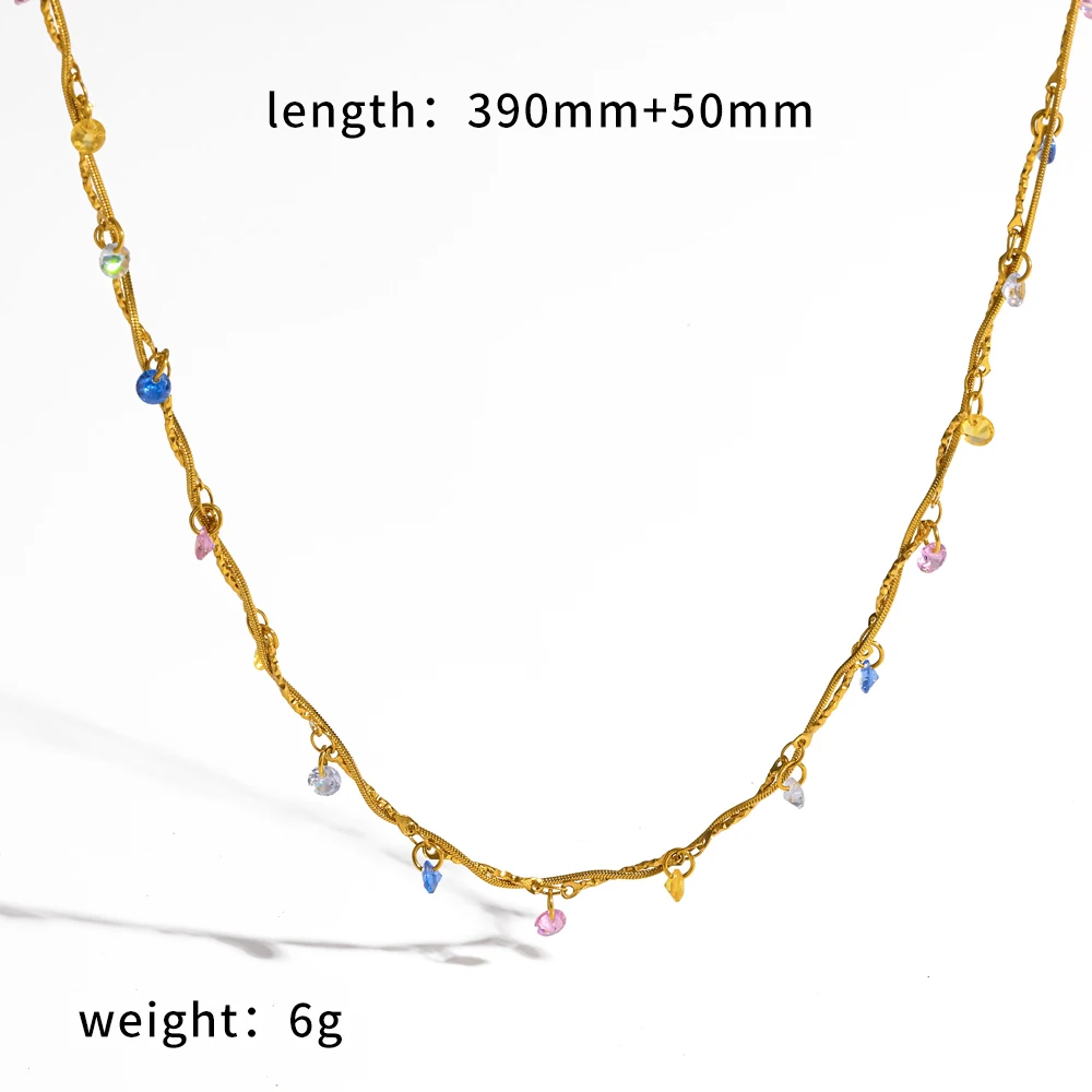 Damen-Set aus 18K vergoldetem Edelstahl mit Naturstein-Kette, Armband und Halskette im Urlaubsstil, farbenfroher edler Schmuck – Detail 6