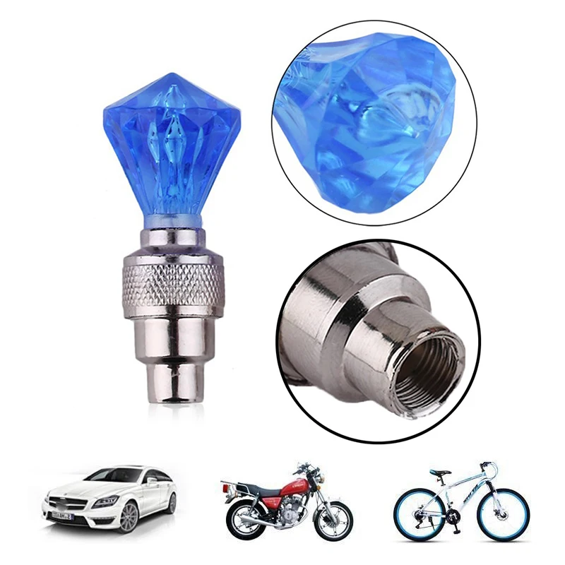 4pcs Tire Valve Caps Lights Car Wheel Tire Tyre Air Valve Stem LED Lights Cap Cover Universal Accessory for Bike Car Motorcycles