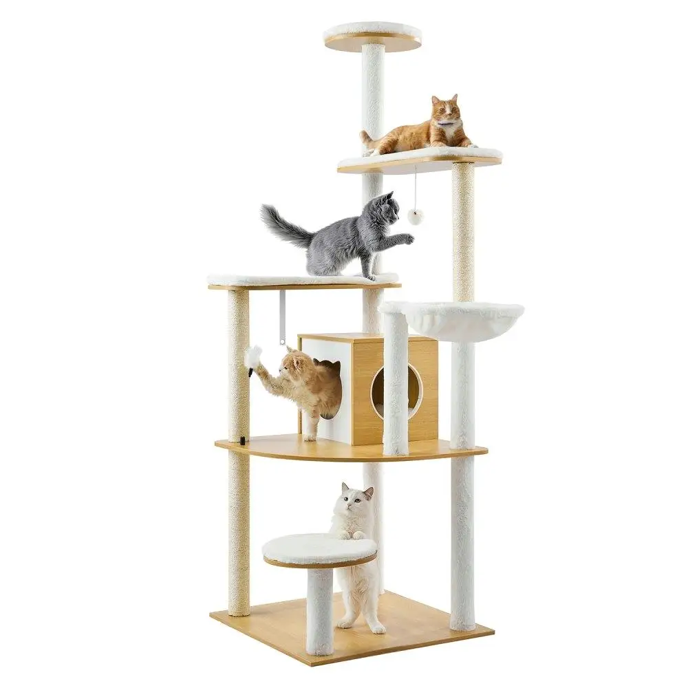 

68.9 Tall Cat Tree Multi-Level Indoor Cat Playhouse Condo Design