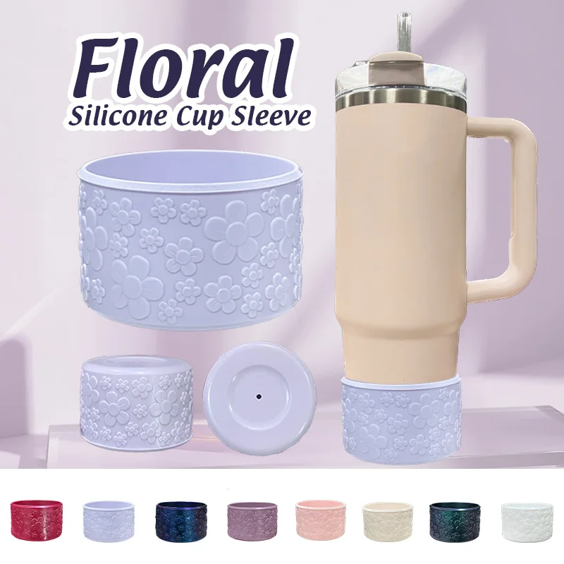 1pc Suitable for 30 Oz/40 Oz Floral Patterned Non-Slip Silicone Boot Portable Durable Perfect Cup Accessory Cup Bottom Sleeve