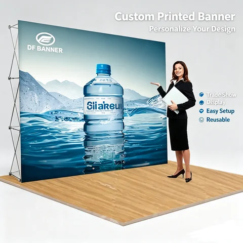 Aluminum Pop Up Display Backdrop Custom Print 8x8FT/10x8FT Portable Exhibition Booth Background Wall for Event Business Promotio