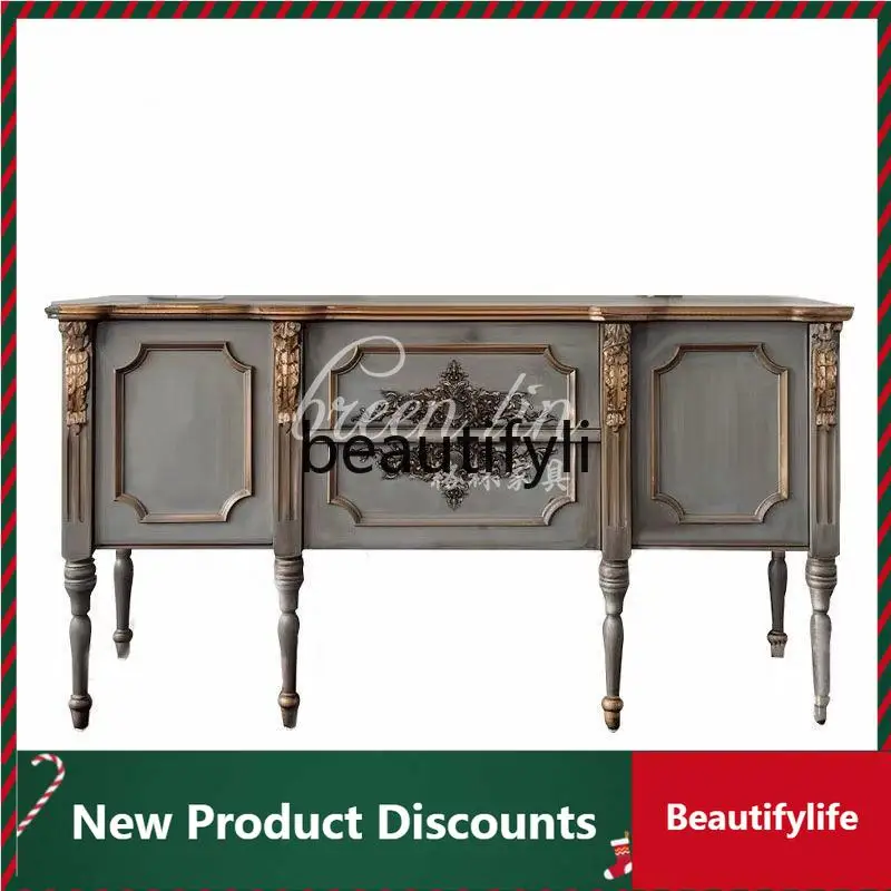 

C78 French retro carved living room shoe cabinet integrated solid wood partition entrance cabinet storage decorative cabinet