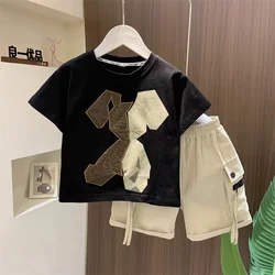 Baby Boys Summer Short Sleeve Clothes Cartoon Cotton T-Shirt And Pocket Shorts Two Piece Kids Tracksuit Children Casual Outfits