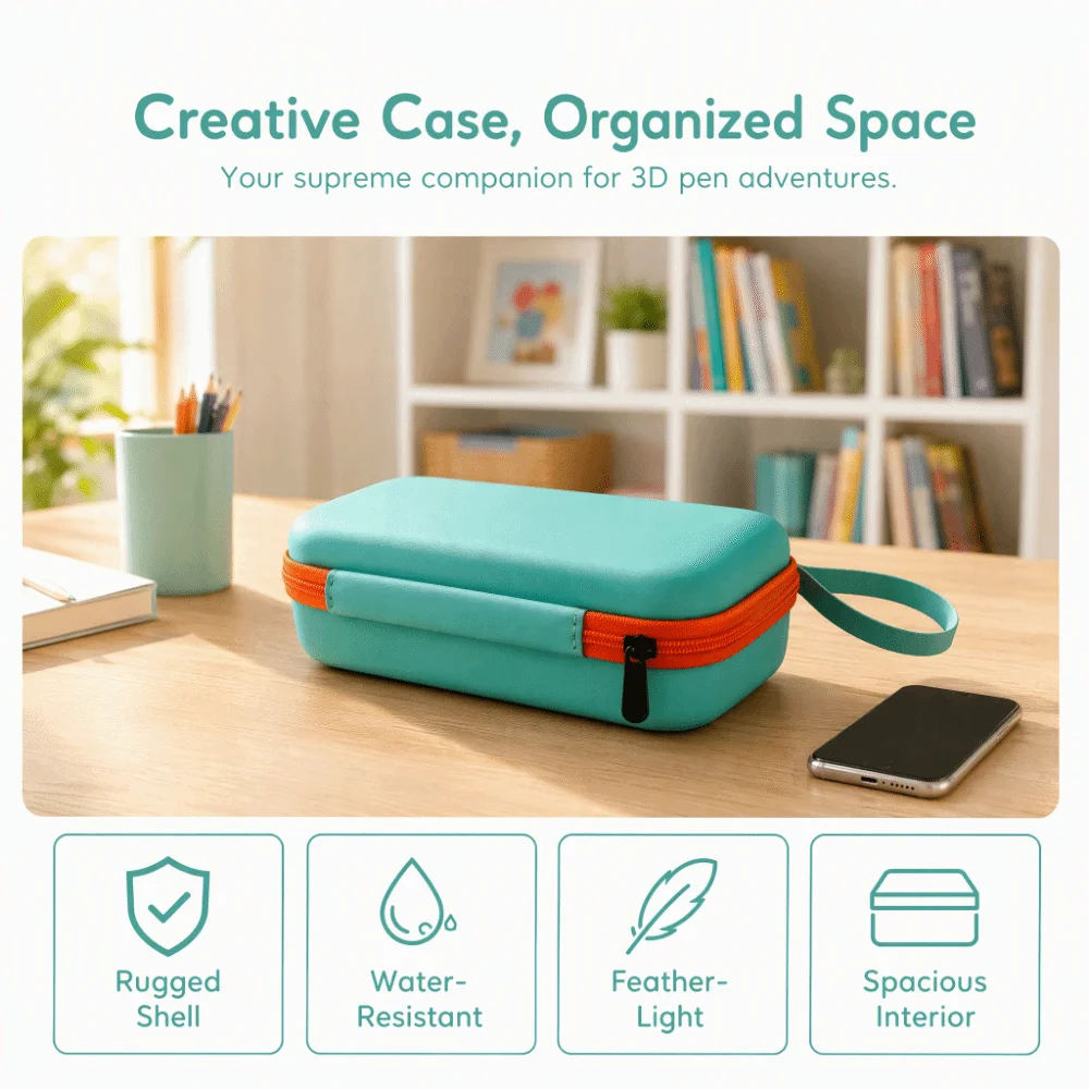 Portable 3D Pen Case Anti-fall Mesh Pocket 3D Printing Pen Accessories Case Pen Slot Lightweight for 3Doodler Start+ Essentials