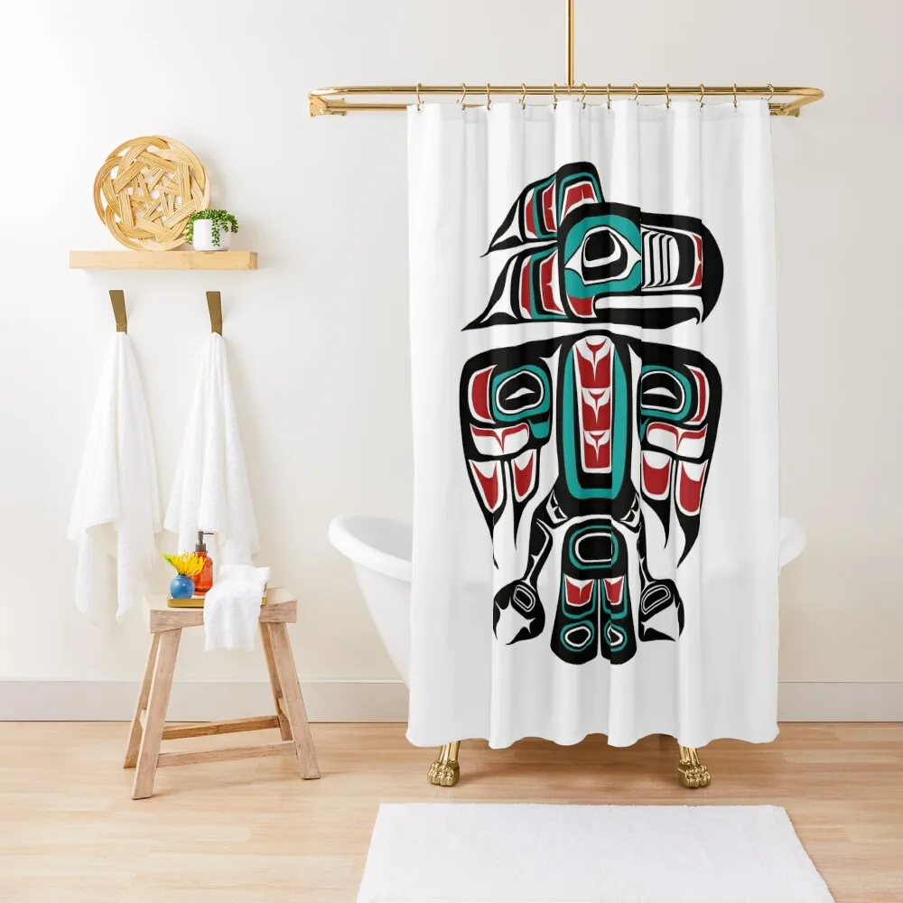 

Haida Tlingit Native Raven Totem Shower Curtain Shower Bath Curtain Bathroom Curtain