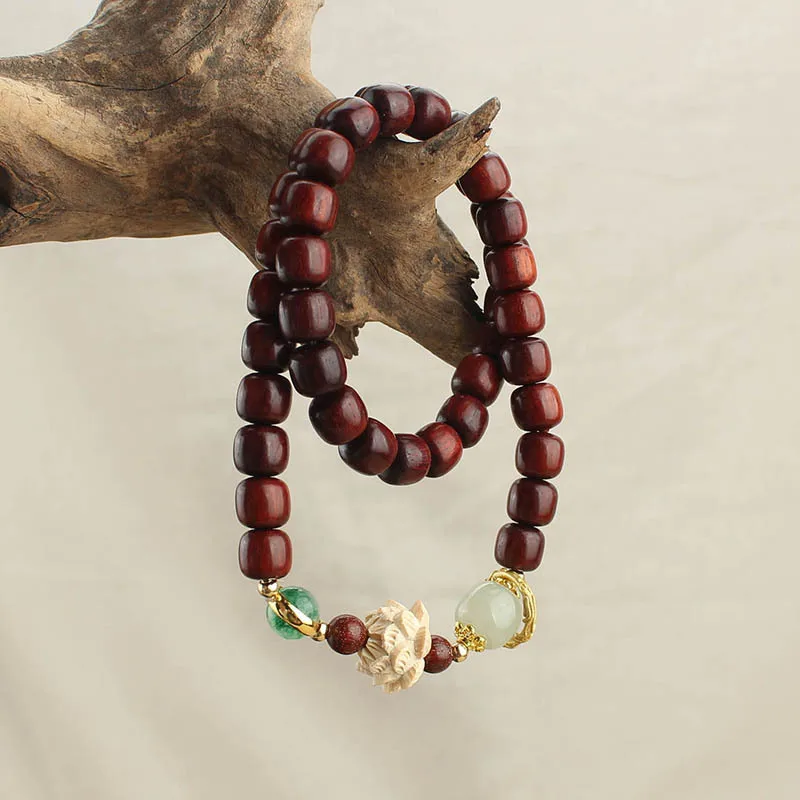 DIY accessories Blood sandalwood old-shaped beads 8mm bracelet Guochao plate play jewelry Wenwan Buddha bead scenic spot night m