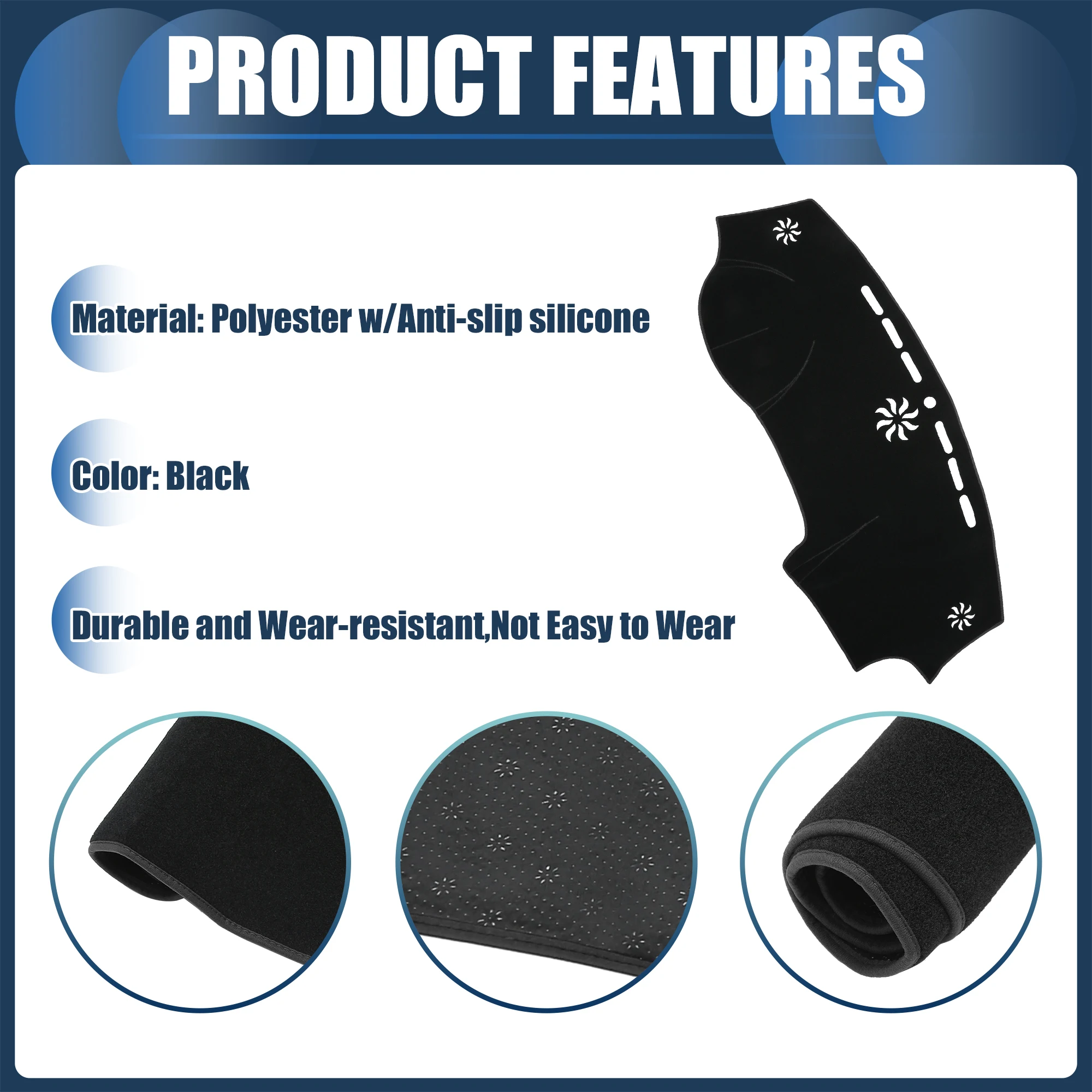 UXCELL Dashboard Dash Cover Mat for Chrysler 300c 2011-2017 Sun Protector Pad Black
