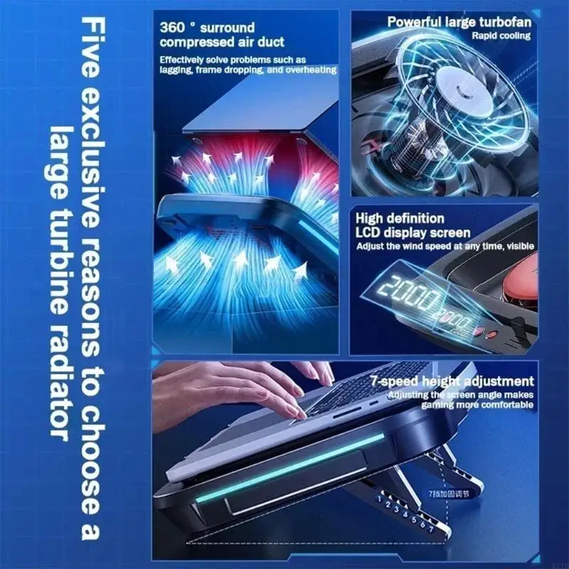 

FL08 Laptop Cooling Base Strong Wind Cooling Stand Efficient Temperature Control