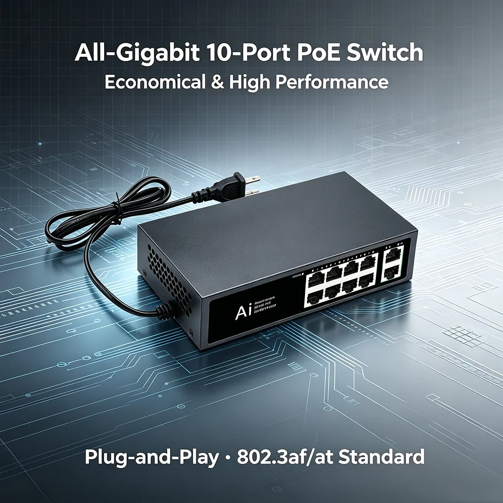Ienron POE Switch 10/6/5 Port Gigabit switch 1000M IEEE802.3af/at Network Ethernet Switch for Wireless AP surveillance camera