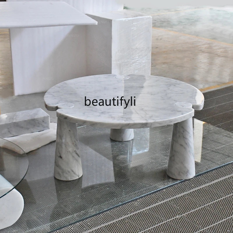 

Italian Minimalist Natural Black and White Root Marble Coffee Table Creative Sales Office Tea Table