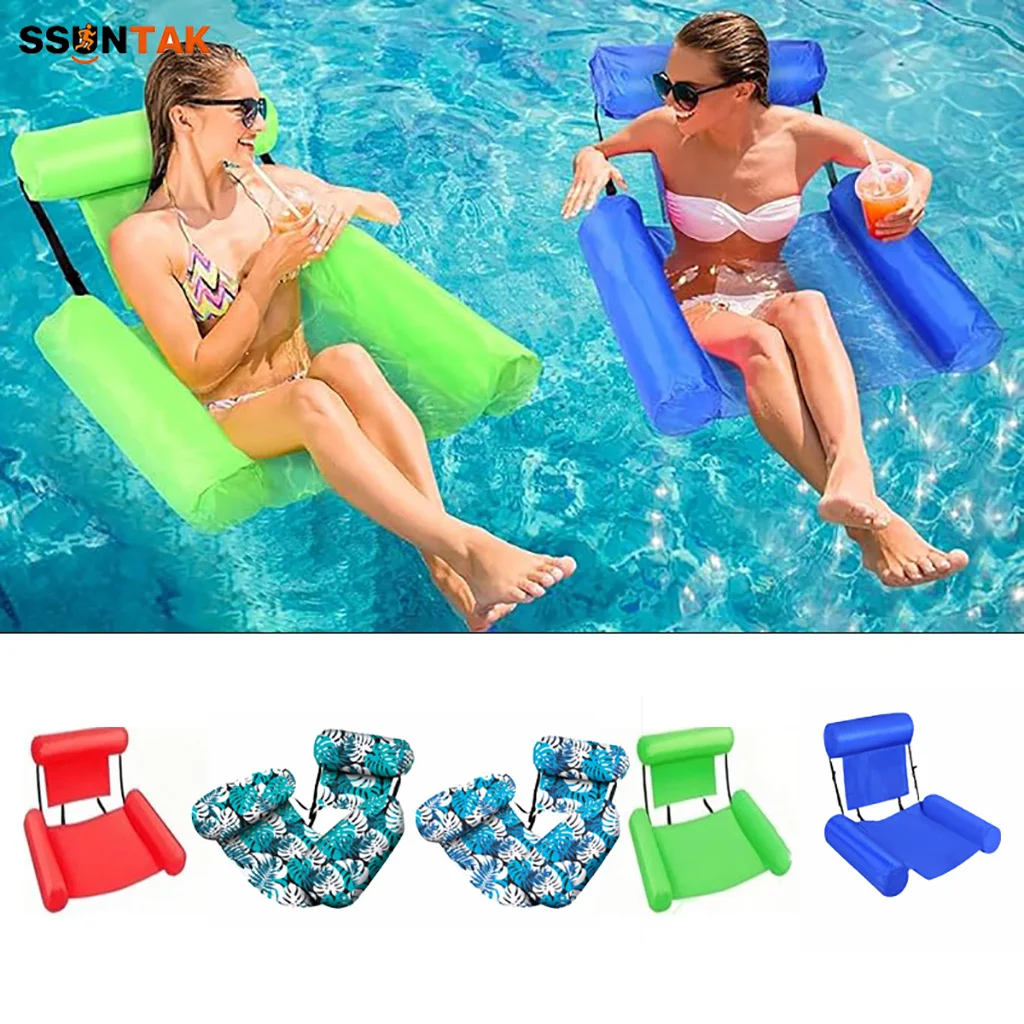 

SSUNTAK Inflatable Water Floating Chair Portable Pool Float Hammock Floatie Multi-Purpose Water Lounger for Summer Beach Party