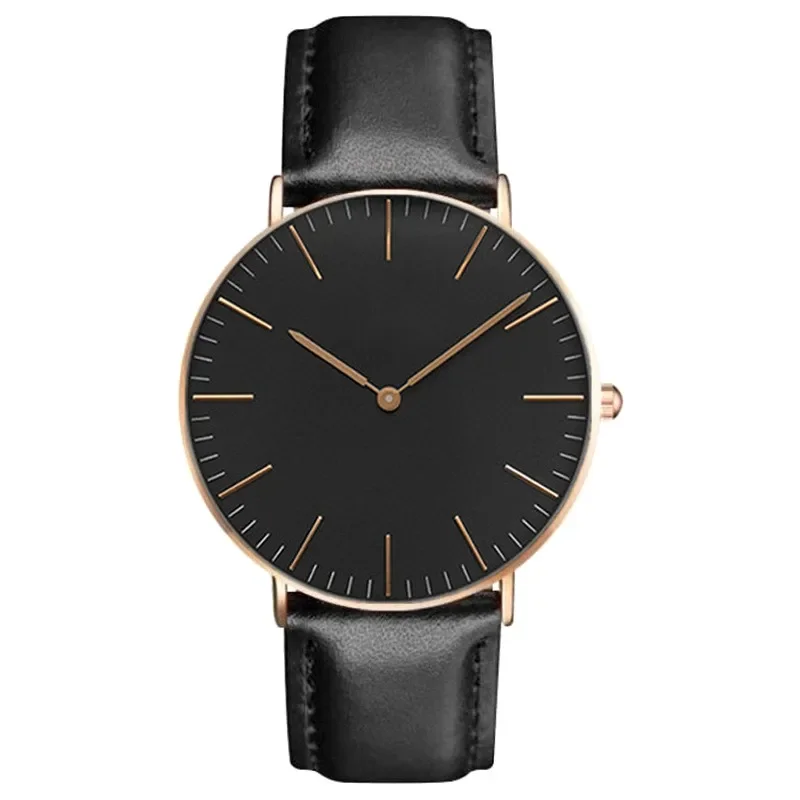 Reloj de lujo con esfera grande y Simple para mujer, relojes de pulsera de cuarzo analógicos para mujer, reloj de pulsera de cuarzo con correa de cuero informal para hombre