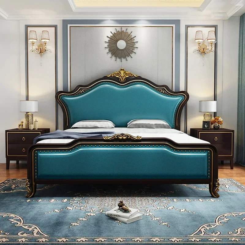 

Queen European Double Bed Frame Royal Modern Designer Headboard Bed Frame High End Sleeping Cama Matrimonio Bedroom Furniture