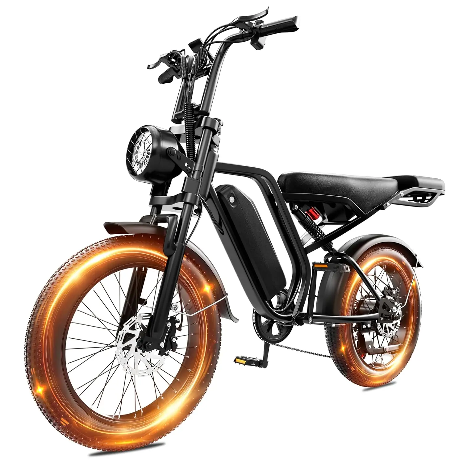 

Electric Bike for Adults 300lbs, 1500W Peak Motor, 25-50 MPH 5-Speed All-Terrain Ebike, 20" Fat Tire Bicycle with, Customized
