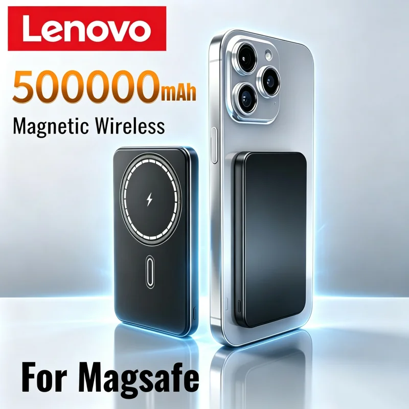 Power Bank Slim - Lenovo Draadloze Magnetische 500000mAh Powerbank Snel
