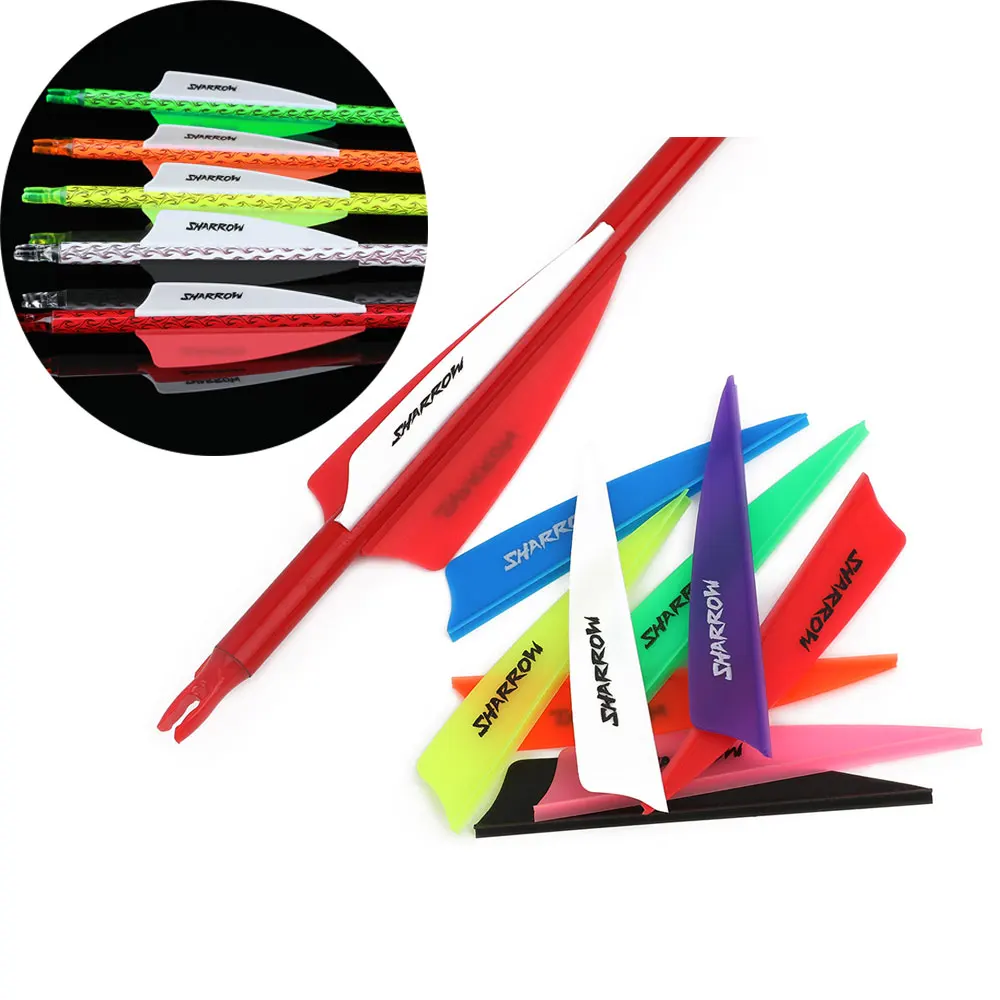 

50PCS Arrow Feather 3inch Shield Plastic Rubber Vanes Fletching Hunting Arrow Vanes Accessory Recurve Bow for Archery DIY