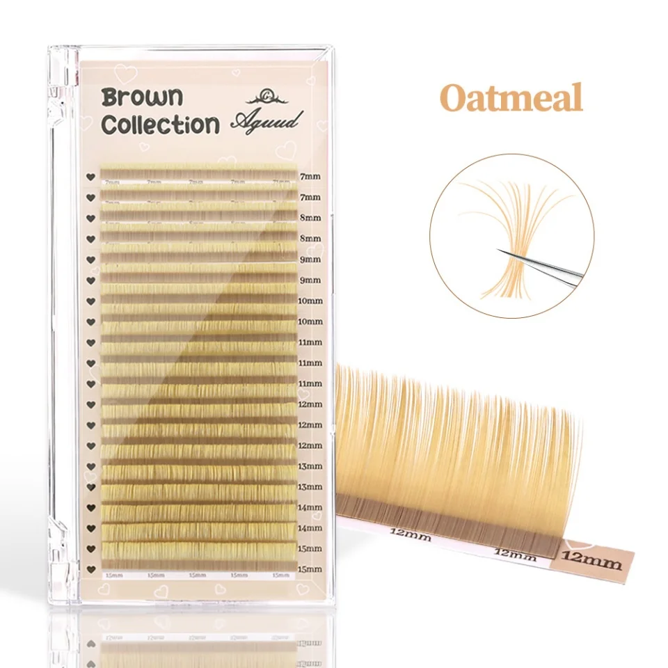 AGUUD 20 Reihen Braune Klassische Wimpernverlängerungen Russische Volumenwimpern Dunkelbraune Einzelwimpern Weiche Natürliche Make-up Falsche Wimpern – Detail 10
