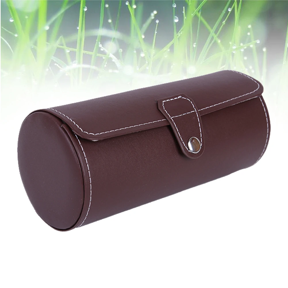 

Portable Watch Box 3 Compartments Cylindrical PU Storage Case for Travel Dustproof Fingerprint Resistant Jewelry Holder