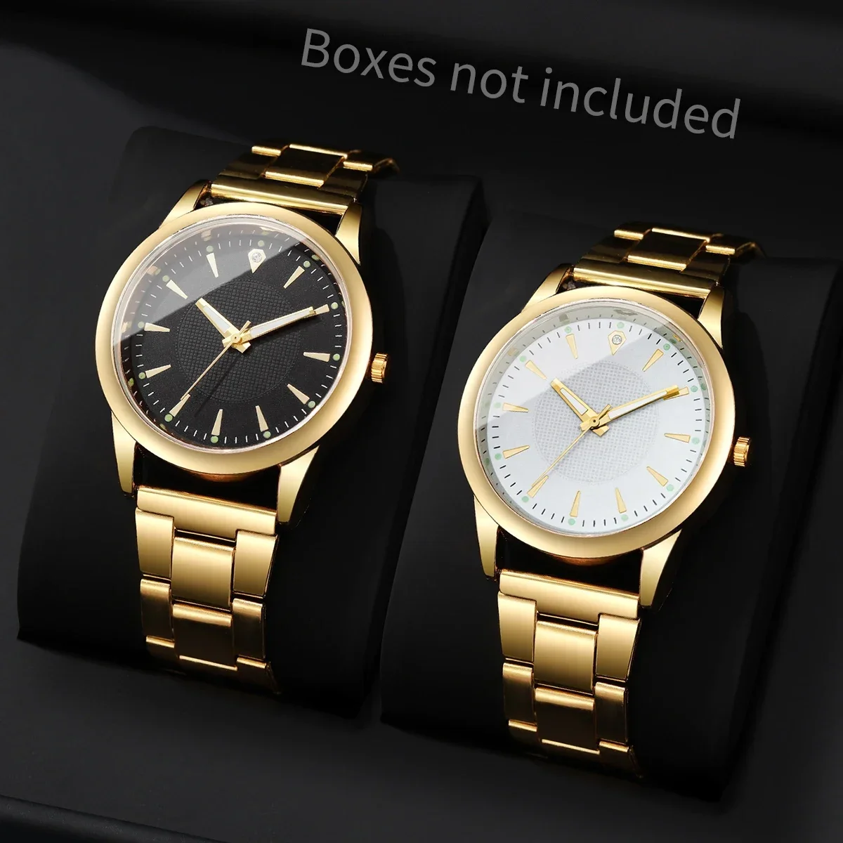 Lover Couple Watch Set Simple Quartz Watch Stainless Steel Bracelet Band Black & White Textured Dial Casual Wrist Watch