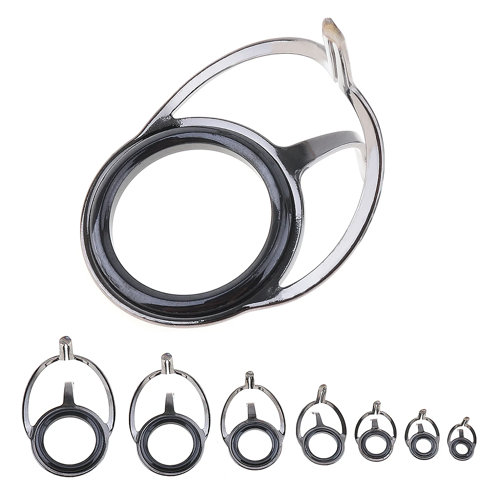 8pcs Mixed Size Double Leg Lure Fishing Rod Guides Oval Fishing Rod Eyes Guides Line Rings Pole Repair Kit