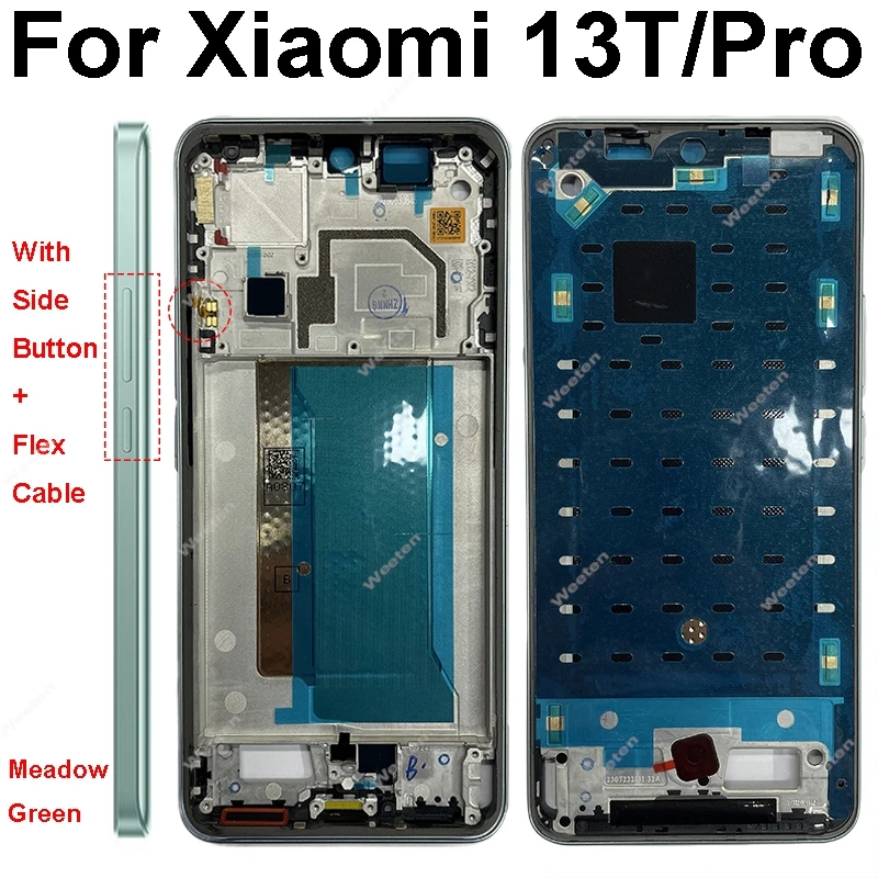 Replacement LCD Middle Frame Housing Assembly for Xiaomi 13T Pro Mobile Phone Includes Front Screen Cover Frame Parts