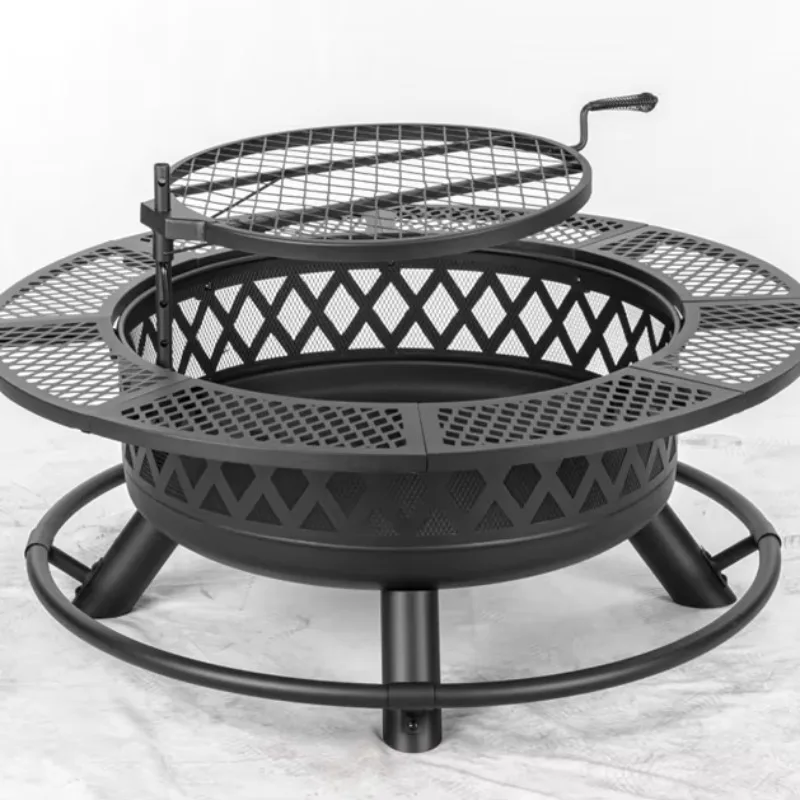 

2026 Round Shaped Wood Burring Bonfire Fire Bowl Steel Fire Pit With Mesh Screen Cove